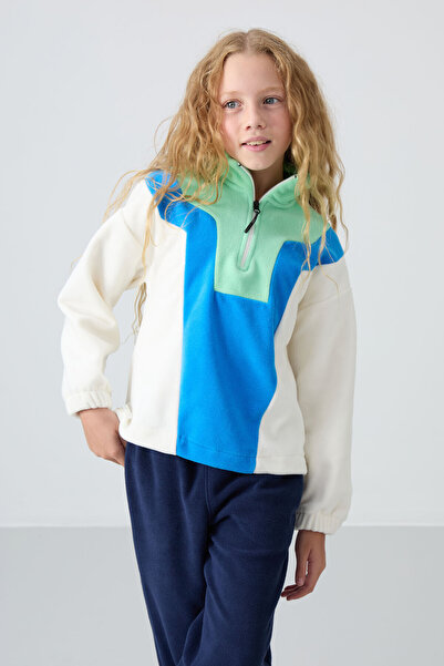 TOMMY LIFE سويت شيرت بناتي من الصوف إكرو - سميك وناعم ومطرز كبير الحجم - 75153