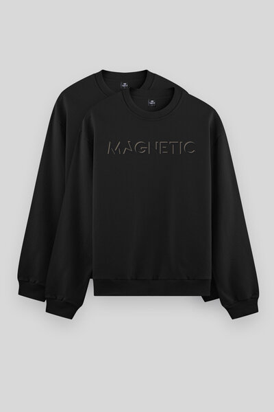 TOMMY LIFE Comfortable Fit O Neck 2-Pack Black Men's Sweatshirt - 88020