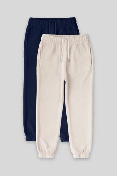 TOMMY LIFE Standart Fit 2li Paket İndigo-Bej Kız Çocuk Eşofman Alt - 75155