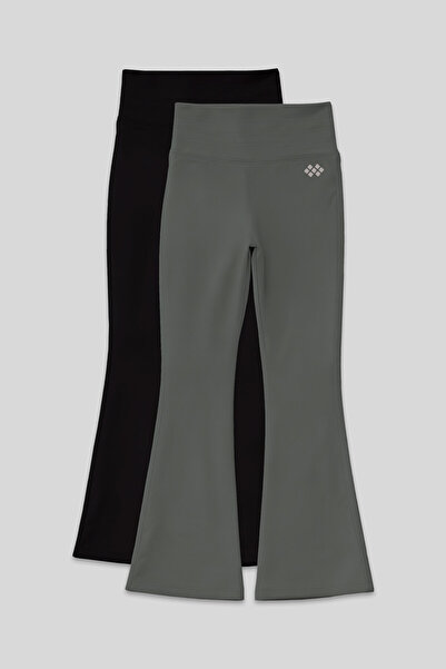 TOMMY LIFE Flexible Flared Pack Black-Khaki Girls' Tights - 75193