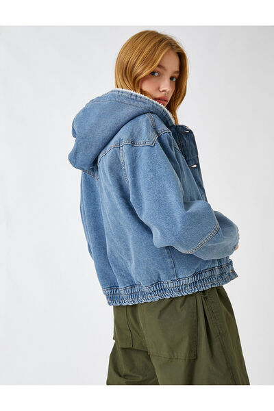 Koton Jachetă de blugi cu glugă Sherpa