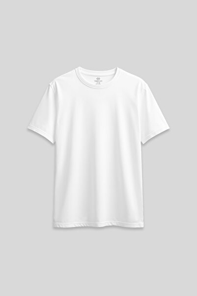 TOMMY LIFE White O Neck Standard Fit Basic Women's T-Shirt - 97311