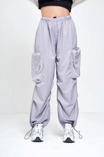 SEFUR Y2K Baggy Parachute Pants with Zipper Cargo Pocket