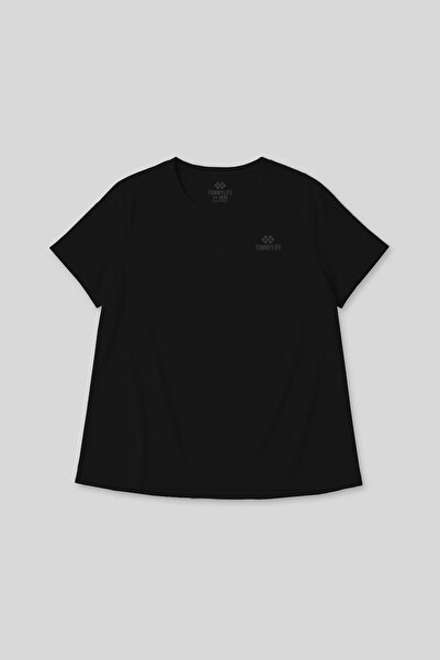 TOMMY LIFE Black Printed O-Neck Comfortable Fit Oversized Plus Size Women's T-Shirt - 97308