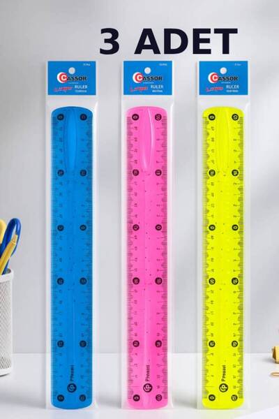 nistabolje 3 Adet Esnek Cetvel Kırılmaz 30 Cm Dayanıklı Karışık Renkler