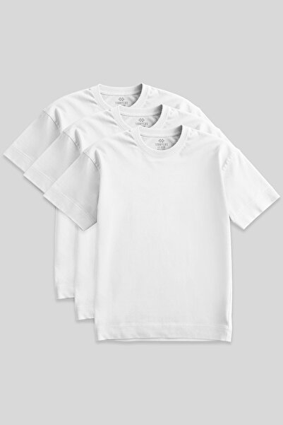 TOMMY LIFE Basic O Neck Large Size 3 Pack White Men's T-Shirt 88072