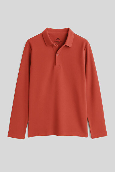 TOMMY LIFE Coral Polo Yaka Basic Uzun Kollu Erkek Çocuk T-Shirt - 11170