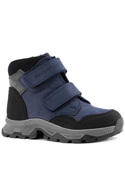 Rakerplus Μπότες για αγόρια Trekking από γνήσιο δέρμα Navy Blue Velcro