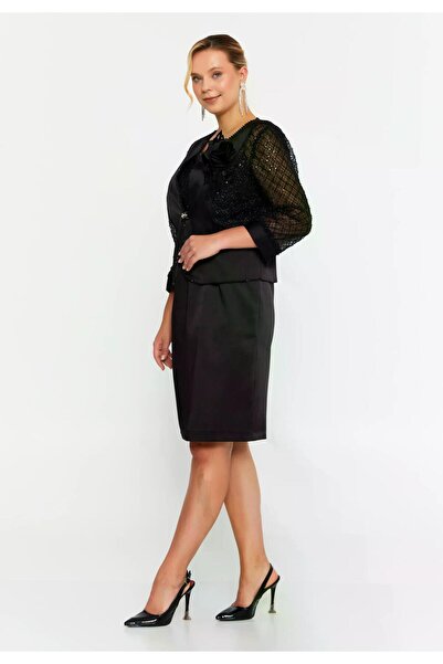 MAXXE 5901PSAT PAYETLİ CEKET KISA SATEN ELBİSE