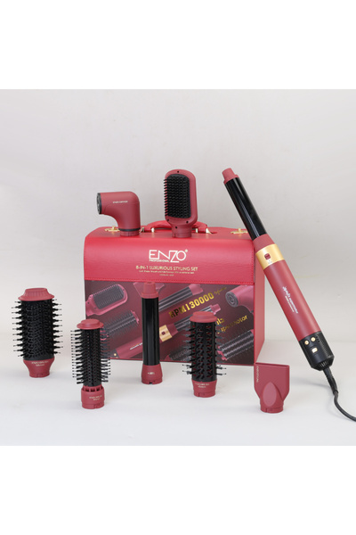 Enzo Professional 8-in-1 Hair Styling Set (1500W, 13000 RPM, Luxury Case)