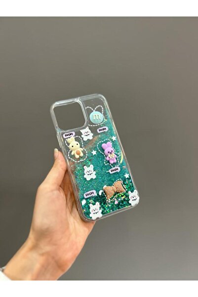 Mi7a Iphone 13 Pro Max Uyumlu Sevimli Sulu Simli Akışkan Tasarım Kılıf