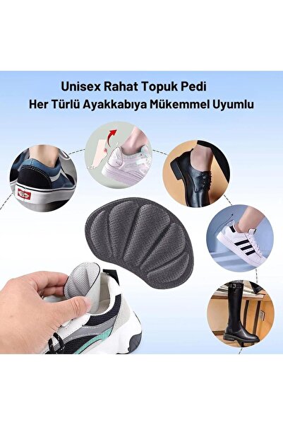 Foottab Ayakkabı Vurma Önleyici Siyah Bez Ped, Yapışkanlı Dolgulu Topuk Arkası Koruma Tabanlık, 1 Çift