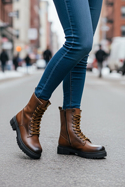 Y&D Shoes Cizme de iarnă aspect de piele pentru femei