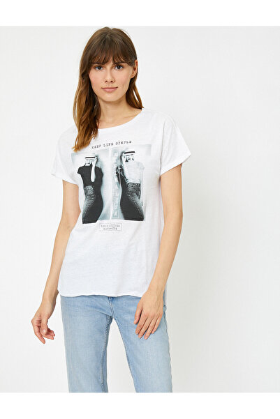 Koton Dámské bílé tričko 5YAK13706QK