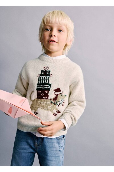 MANGO Baby Christmas Embroidered Sweater