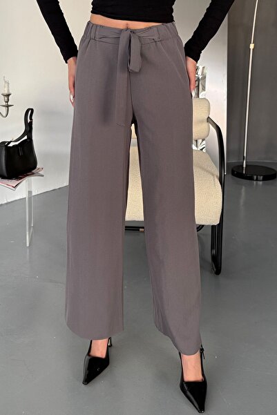 COMBİNE MİCHAİL Γυναικείο παντελόνι Palazzo με ζώνη Lycra Smoked Waist Stretchy