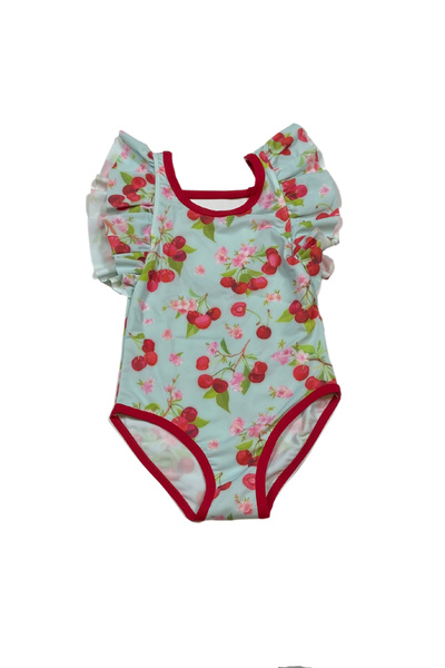 Milk & Muffin MiNT ZEMİN RENGİ KİRAZ DESENLİ KIZ ÇOCUK MAYO