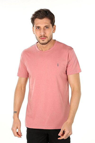 COMBİNE MİCHAİL Men's 5-Pack Crew Neck 100% Cotton T-Shirt Powder-Ice-Blue-Cagla-Beige-Grey