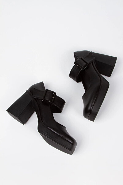 Miss Mitto Жіночі чорні легкі туфлі нового стилю з квадратним носком, високим каблуком, елегантними квадратними застібками та зручною підошвою.