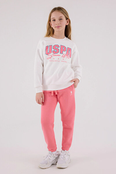 U.S. Polo Assn. Set pentru fete cu licență Us Polo Assn pentru vârstele 4-15 ani - Ecru