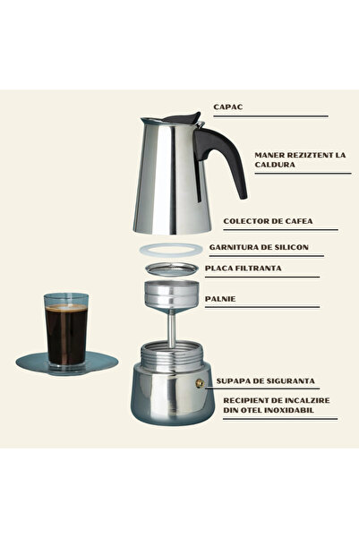 OEM Stovetop espresso maker set, 600 ml + stainless steel measuring spoon with clip