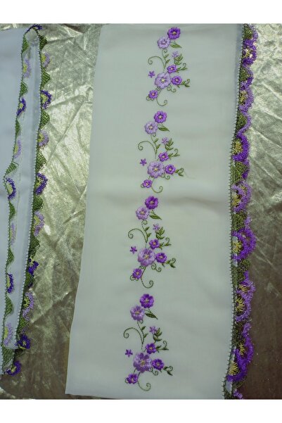 hoaryage Χειροποίητο Κέντημα Κεντημένο με βελόνα Κέντημα Προσευχής Κάλυμμα Προίκα Mevlit Hijab Crepe Ύφασμα 145x75 εκ.