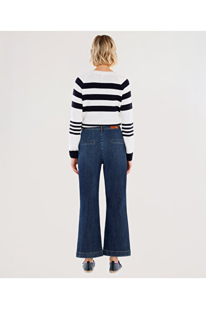 Yargıcı Düğme Detaylı İspanyol Paça Normal Bel Denim Pantolon