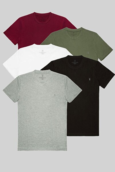 COMBİNE MİCHAİL Ανδρικό μπλουζάκι με λαιμόκοψη 5 τεμαχίων σε πακέτο