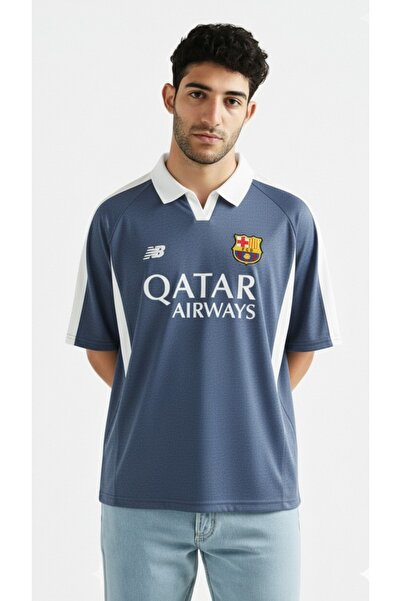 STITCH by MH Men's FC Barcelona-Inspired open flacket style Oversized T-shirt