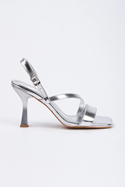 Miss Mitto Pantofi de vară eleganti și confortabili pentru femei, argintiu, metalic, cu o singură curea, cu spatele deschis