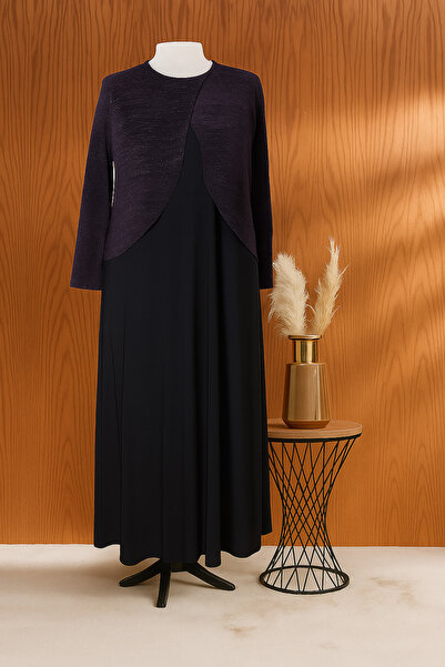 HESNA Μαύρο Zuhal με μπουφάν Plus Size Κομψό ριγέ μοτίβο Mother βραδινό κοστούμι