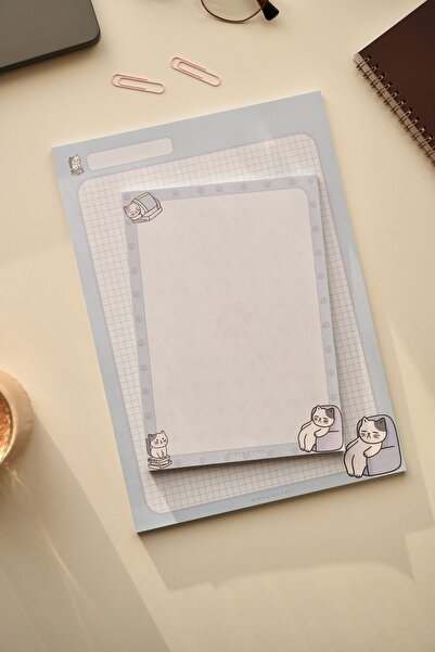 Mirya Notes Kedi Desenli 2'li Set (A4-A5) Notepad - Not Defteri - Bloknot (KA...
