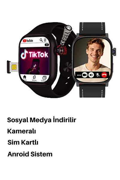 Laraheiser Sosyal Medya Girişli Android Watch 10 Kameralı Sim Kartlı Slim Kas...