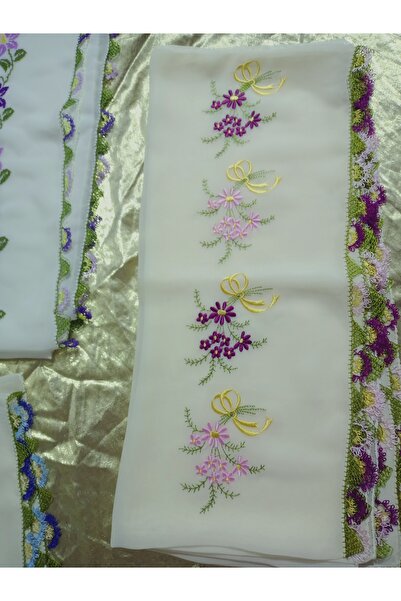 hoaryage Χειροποίητο Κέντημα Κεντημένο με βελόνα Κέντημα Προσευχής Κάλυμμα Προίκα Mevlit Hijab Crepe Ύφασμα 145x75 εκ.