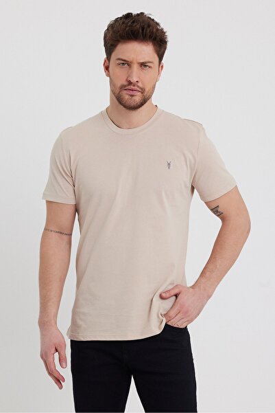 COMBİNE MİCHAİL Ανδρικό T-shirt Slim Fit Crew Neck - Σετ 5 μπεζ, Claret Red, Grimelange, Μαύρο, Χακί