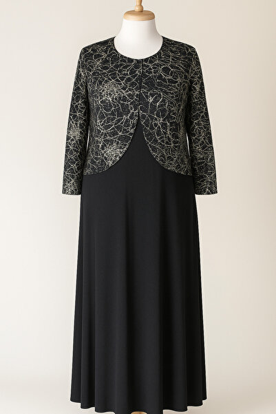 HESNA Μαύρο μπουφάν Zuhal, κομψό βραδινό κοστούμι μητρικής φορέματος μεγάλου μεγέθους