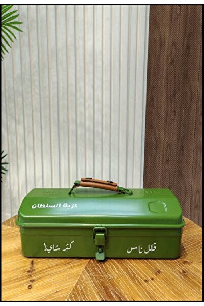 Generic صندوق عزبة رحلات حديد اخضر (صندوق شاي)