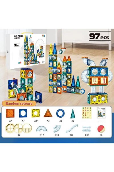 Magly Magnetic Building Blocks – Colorful 3D 97-Piece Magnetic Tile Play Set for Kids