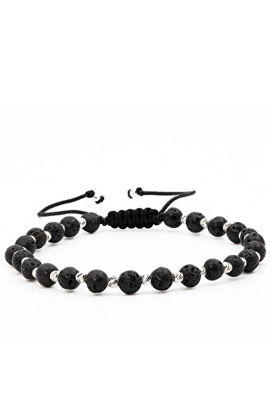 MANAVA Βραχιόλι με 25 μπάλες από ασήμι 925 και λάβα