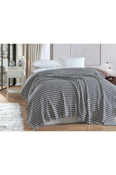 GENÇEV HOME COLLECTİONS غطاء سرير للأريكة القطنية الفاخرة أسود 170 × 220 مزدو...