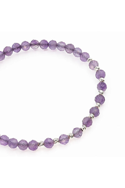 MANAVA Brățară cu 12 bile de Argint 925 și sfere fațetate de ametist