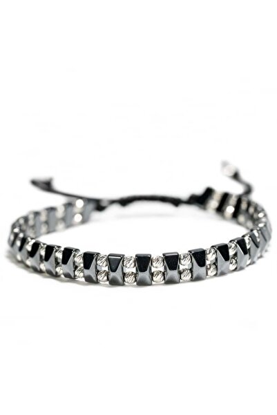 MANAVA Βραχιόλι με ασήμι 925 58 λίθων και μπάλες αιματίτη