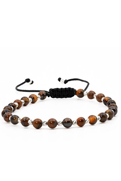 MANAVA Βραχιόλι με 25 μπάλες από ασήμι 925 και μάτι τίγρης