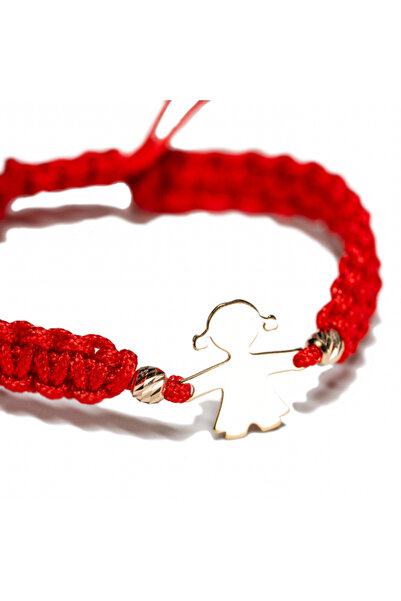 MANAVA Children's gold bracelet with Little Girl and 2 14k Gold balls