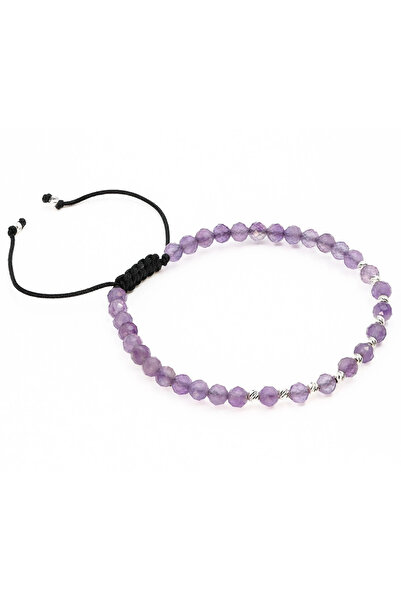 MANAVA Brățară cu 12 bile de Argint 925 și sfere fațetate de ametist