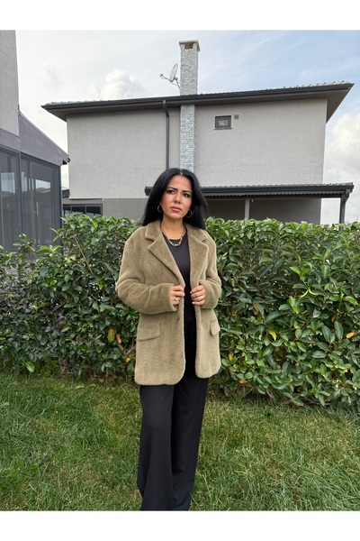 Millagros feel good with us Haki Peluş Blazer Ceket