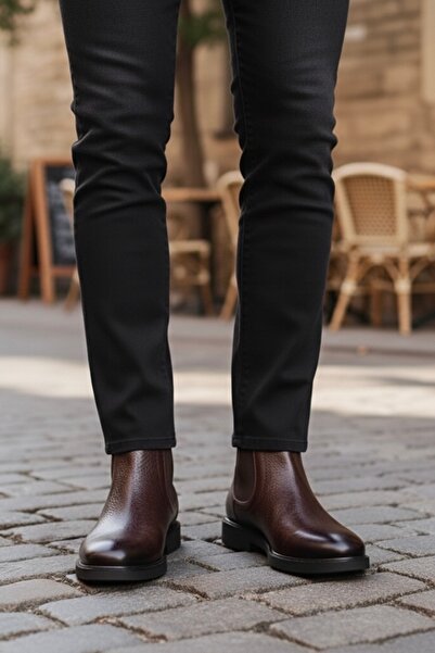 BENGAL Καφέ Ανδρικές Μπότες 100% Γνήσιο Δέρμα Ορθοπεδική Σόλα από Καουτσούκ