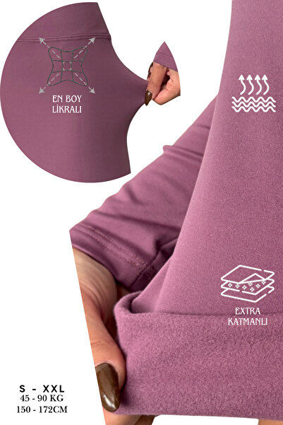 OPENDO Téli polár bélésű, magas derekú, karcsúsító, trapézszárú női leggings nadrág, poros rózsaszín