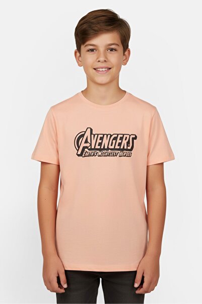 Marvel Kids Boy Crew Neck Short Sleeve Graphic Print T-Shirt, Peach