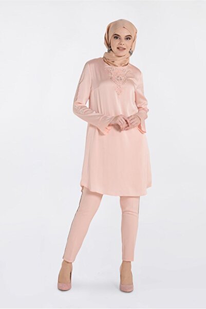 Alvina Guipure and Stone Detailed Tunic 4301